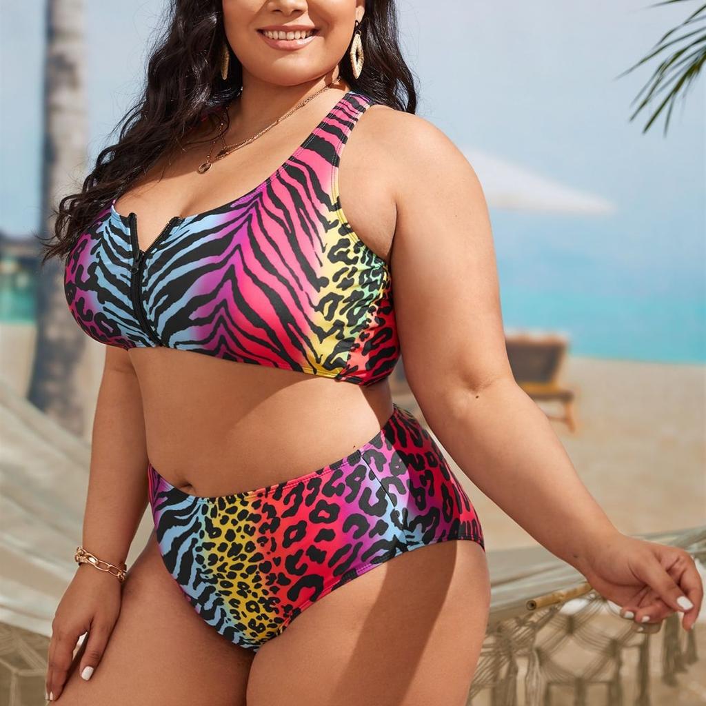 New Swimsuit Women's Split Leopard Print Large Size Bikini Swimsuit