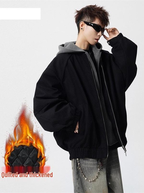 Men's American Hipster Two-Piece Cotton-Padded Jacket: Winter Hooded Streetwear Coat