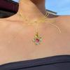 Colorful Flower Choker Necklace Elegant Hollow Floral Collar Necklace Party