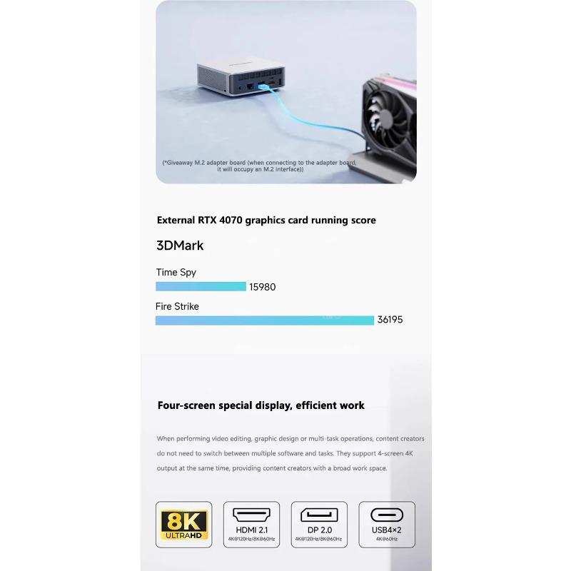 MINISFORUM AI X1 370  Mini PC AMD Ryzen AI 9 HX 370 96GB DDR5 2TB WiFi 7 Dual 2.5G LAN Copilot AI 135W Adapter Office PC Gaming