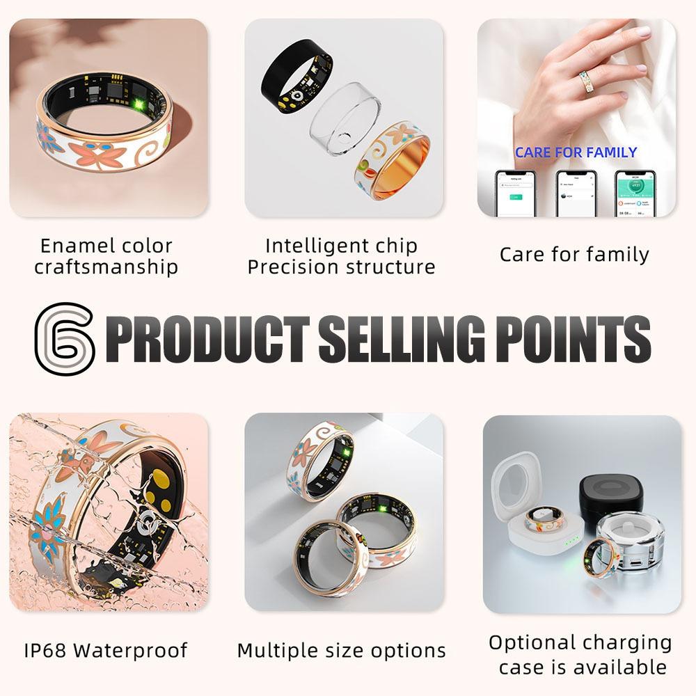 R18 Smart Ring Enamel Color Heart Rate Blood Pressure Oxygen Sleep Monitoring SmartHealth Women's Ring
