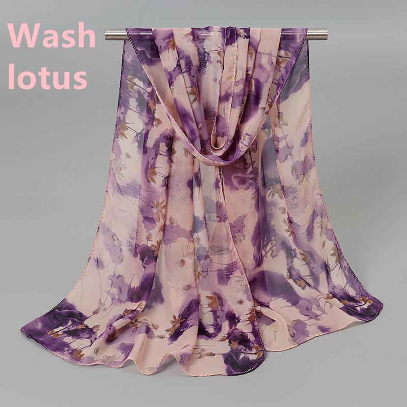 150*50cm New Floral Printed Scarf Women Long Shawl Spring Thin Georgette Hijab Beautiful Flower Pareos Beach Sunscreen Shawl