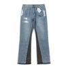 Deconstructed Retro Splash Denim Flare Pants Unisex Streetwear Casual Jeans
