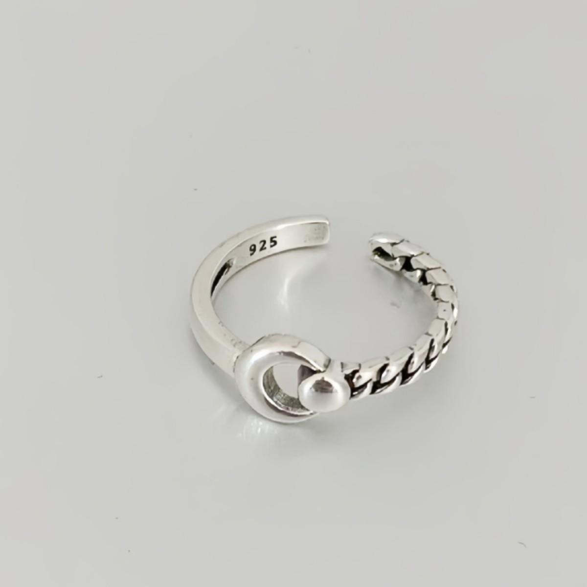 Korean Style Moon Clasp Light Luxury Retro Open Ring античный серебряного