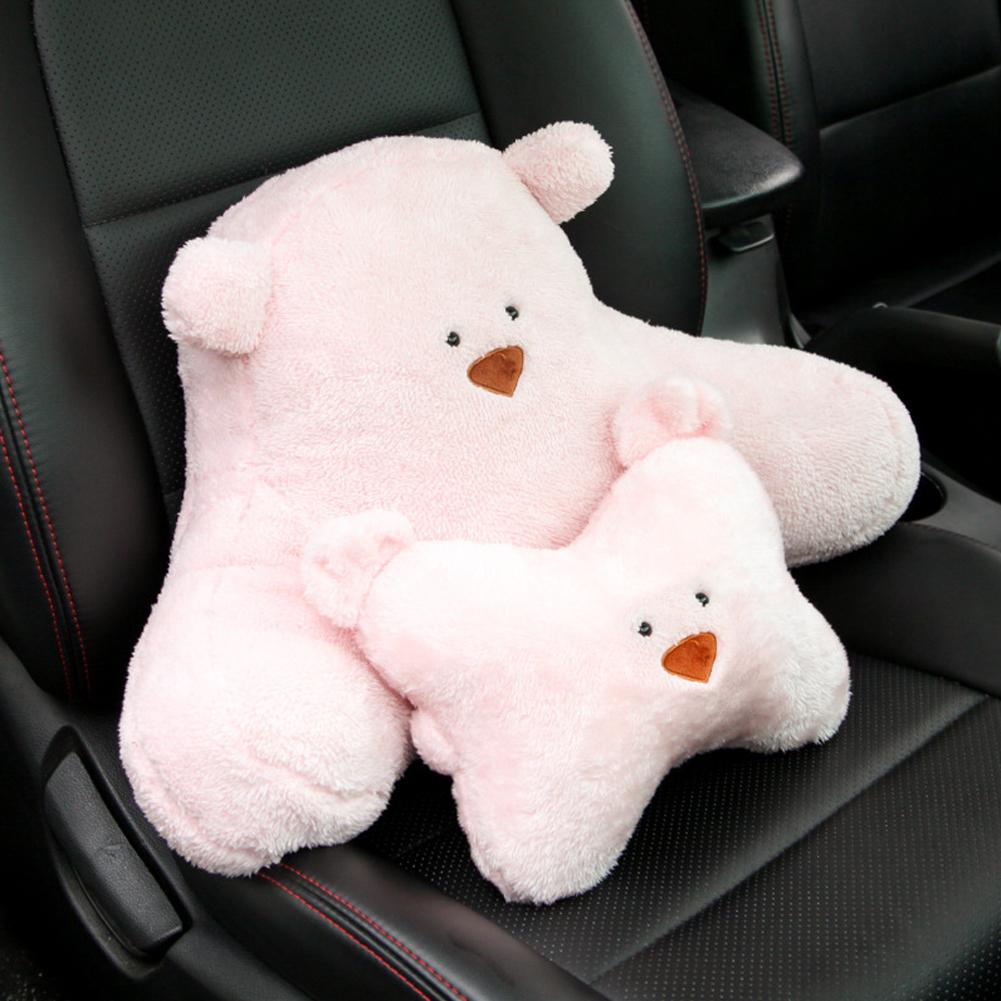 Cute Bear Animal Car Headrest Pillow Lovely Auto Seat Head Support Neck Protector Cushion Plush Automobiles Lumbar Rest Car Kits