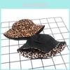 Trendy Leopard Print Fisherman Hat With Wide Brim For Spring Outdoor Sun Protection