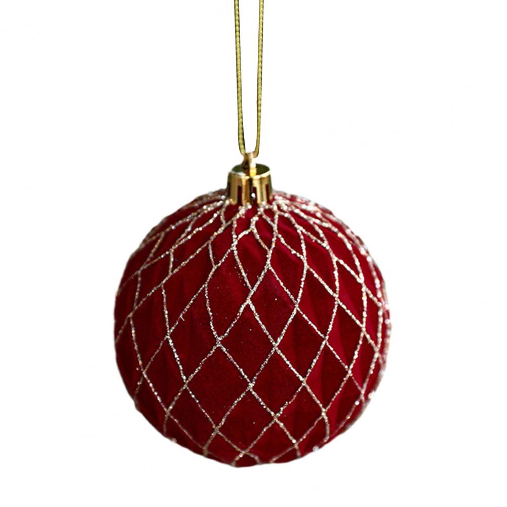 Christmas Ornaments Red Flocking Bell Wreath Snowfall Elk Pendant Snowy Winter Decor for Tree Hanging