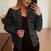 1116 Vintage printed casual long-sleeved open blazer for women's clothing for office and work