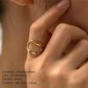 Korean Style 18K Gold Stainless Steel Adjustable Wave Ring for Women