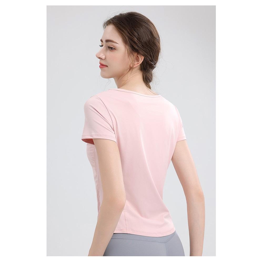 New Pleated Yoga Top Women's V-neck Sports Fitness Short T-shirt Outdoor Sports Running Quick Drying Short Sleeved Shirt