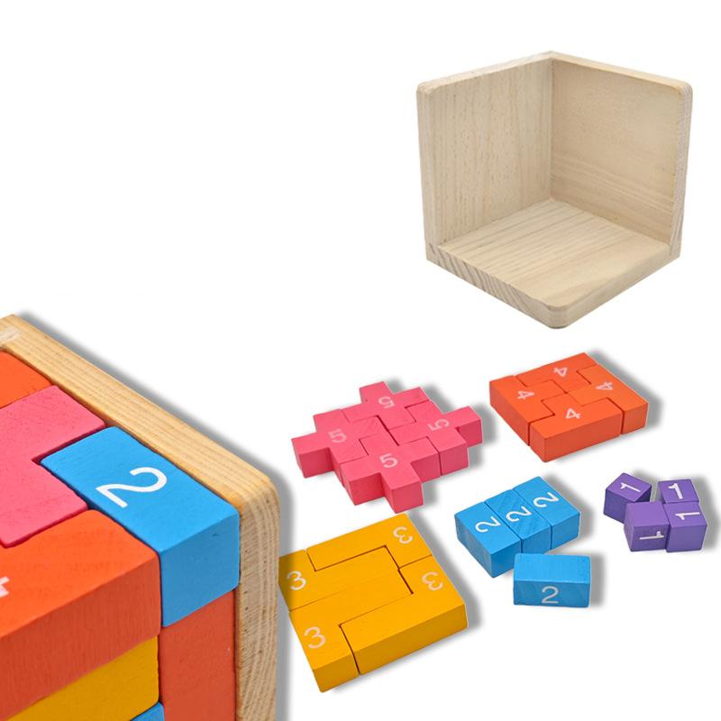 

Colorful Wooden Blocks Puzzles,Classic Luban Lock Cube 3D Puzzle Toys, Intellectual Game For Children And Adults 1