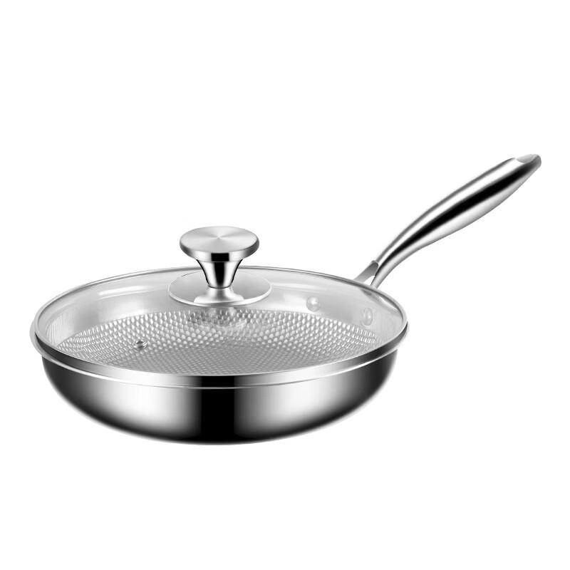 

ZISIZ 30cm 316 Stainless Steel Non-Stick Frying Pan with Lid