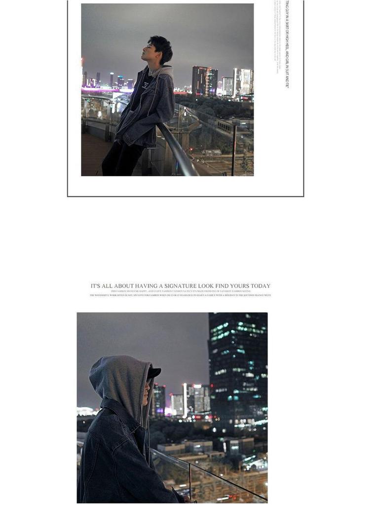 Herren Kapuzen-Jeansjacke - Frühling/Herbst Trendiger lockerer Schnitt im Hongkong-Stil