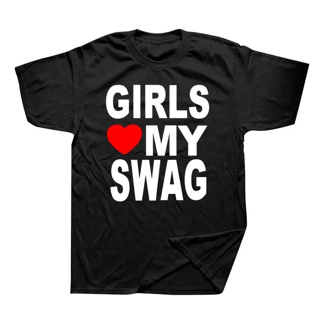 Camiseta Grafica Girls Love My Swag Text S