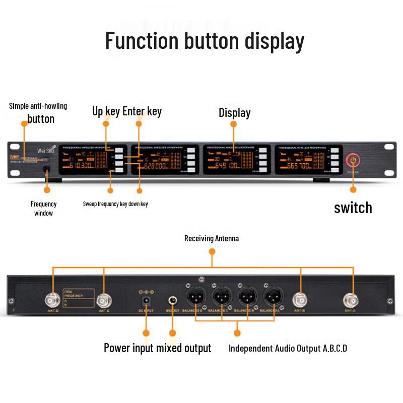 Veishou DC-6 4-Channel UHF Wireless Conference Microphone System (CN version)