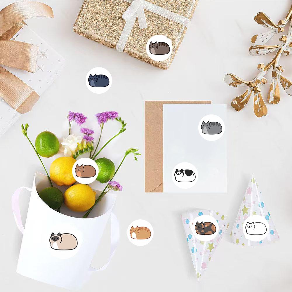 500 Sheets/Roll Cute Kitten Mimi Stickers for DIY Journals, Phone Case Decoration, and Gift Sealing.