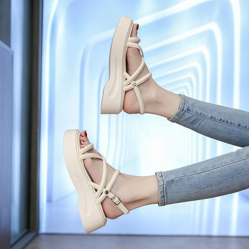 Fashion Cross Strap Women's Chunky Sandals Summer Luxury Women Gladiator Sandals Flip Flops Fashion Slingbacks Ladies Slippers De Mujer