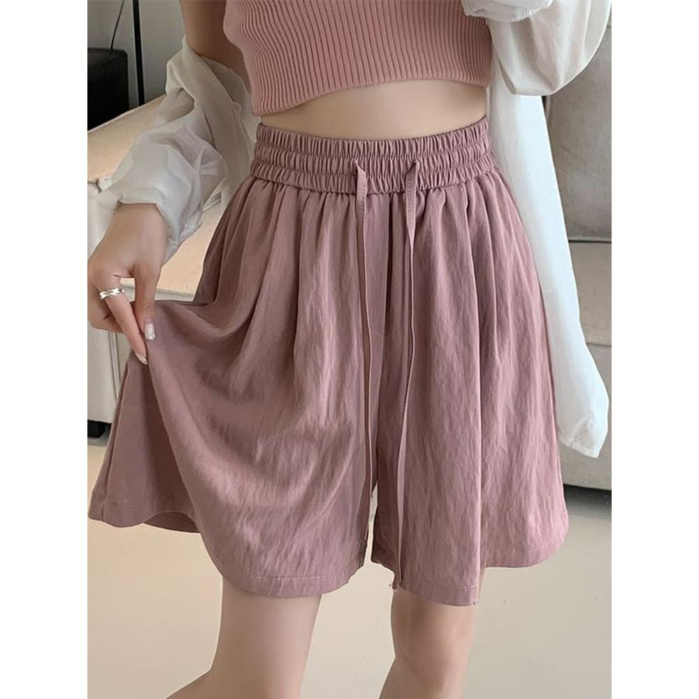 Ice Silk Shorts Girls Summer Thin Section Loose Drape Large Size Straight Cool Straight Simple Wide-leg Five-point Pants