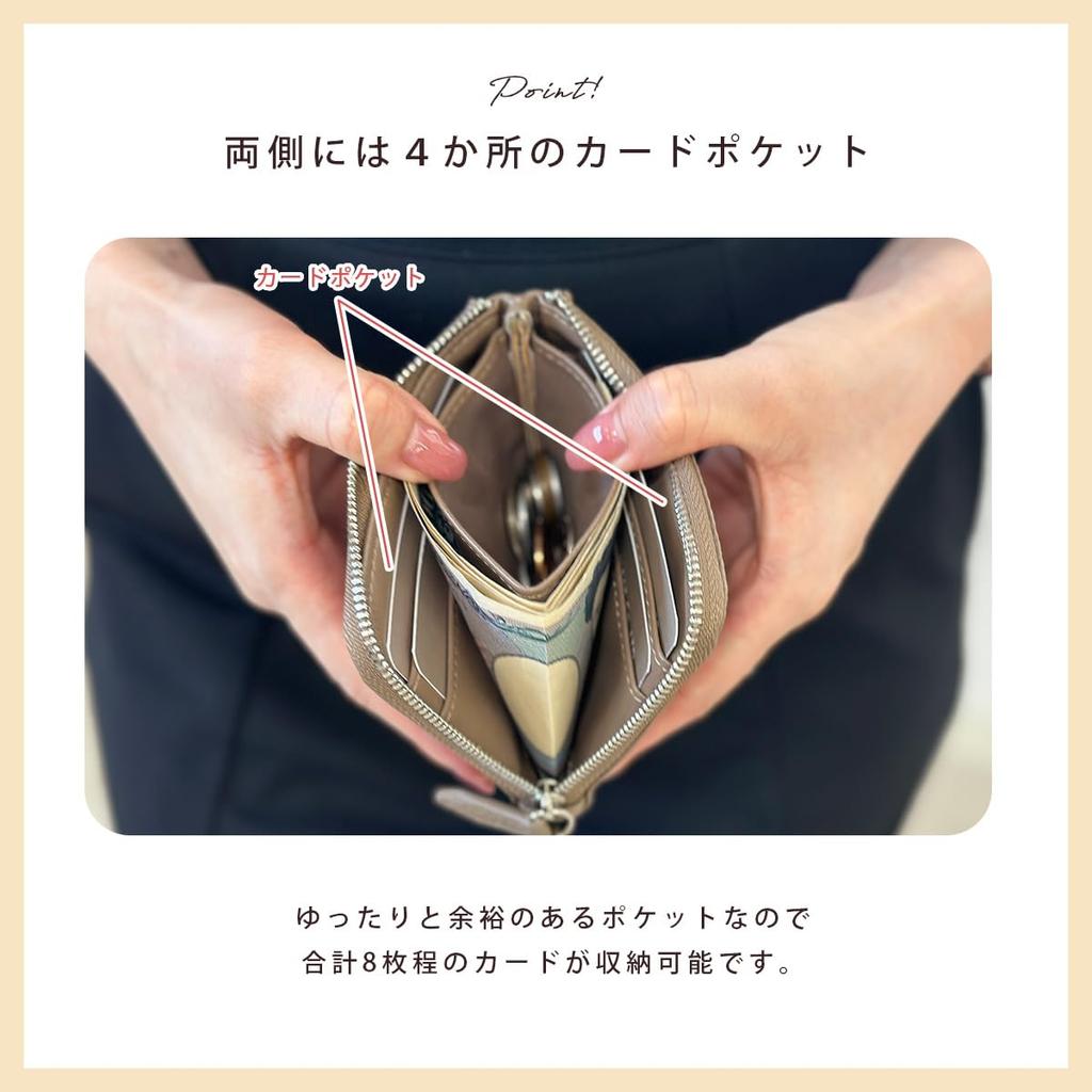 compact wallet with an large and hand strap for easy Slim, L-shaped zipper, capacity, lightweight, access. Women's (Black)