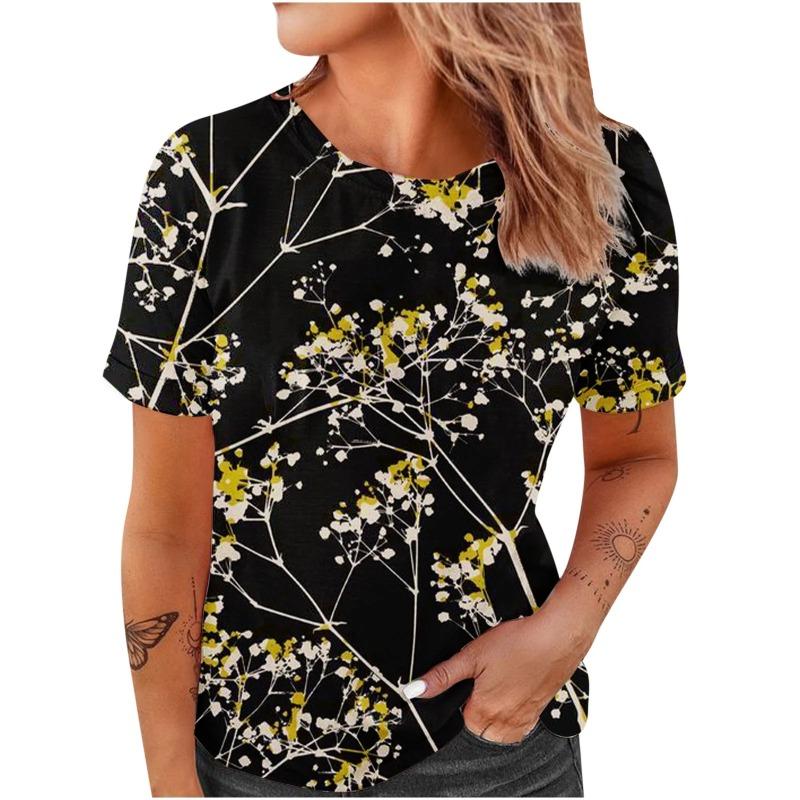 New Flower 3D Print T-Shirts Women Summer Casual O-Neck Short Sleeve T Shirt Harajuku Y2k Tees Tops Female Clothing