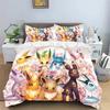 Exquisite 3D Anime Eevees Family Duvet Cover Sets Bedroom Bedding For Boys Kids Teens Girls Quilt Cover Pillowcases Christmas
