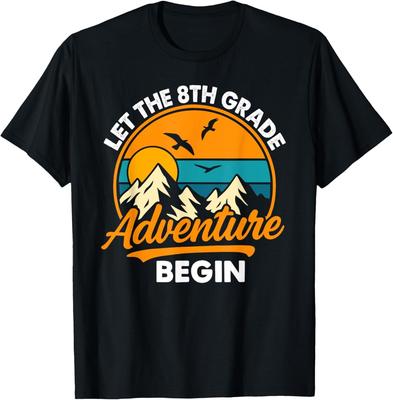 Lass das Abenteuer der 8. Klasse beginnen Lustiges Back to School T-Shirt Herren Damen Tees Top unisex T-Shirt Herren Damen Tees Top