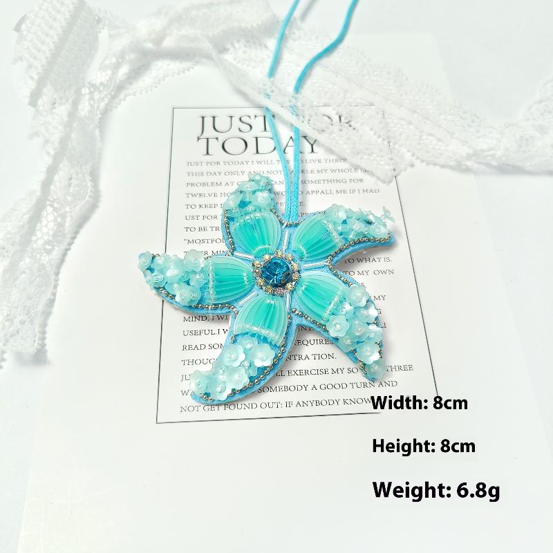 1 Piece Butterfly Applique Patch Hanging Rope Keyring  Starfish Sequin Handmade Beaded Clothing Sew On Patches Pendant