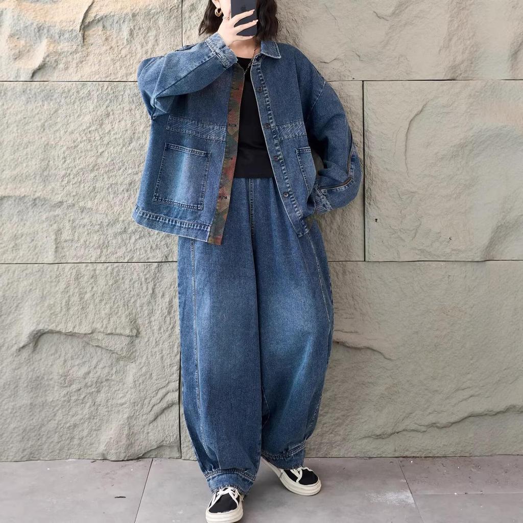 Women's Plus Size Versatile Long Sleeve Denim Jacket - Spring Collection