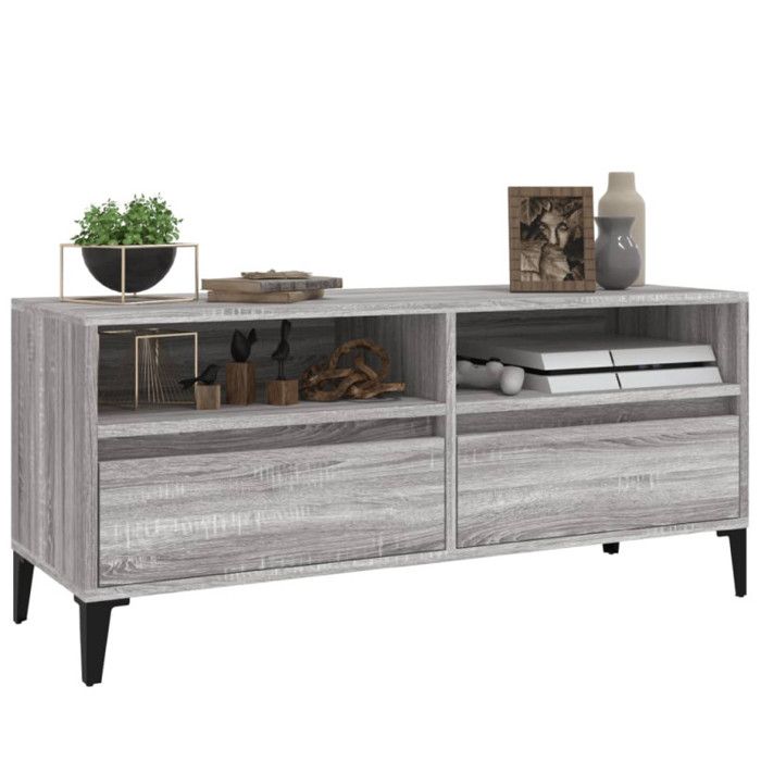 VidaXL Meuble TV sonoma gris 100x34,5x44,5 cm bois d'ingénierie 831907