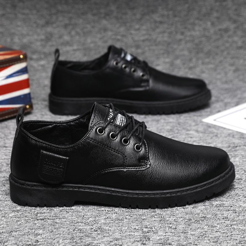 Spring Boys Work Lazy Shoes Men'S Business Casual Leather Shoes Men'S Black Leather Surface Men'S Breathable High-End Thick Sole