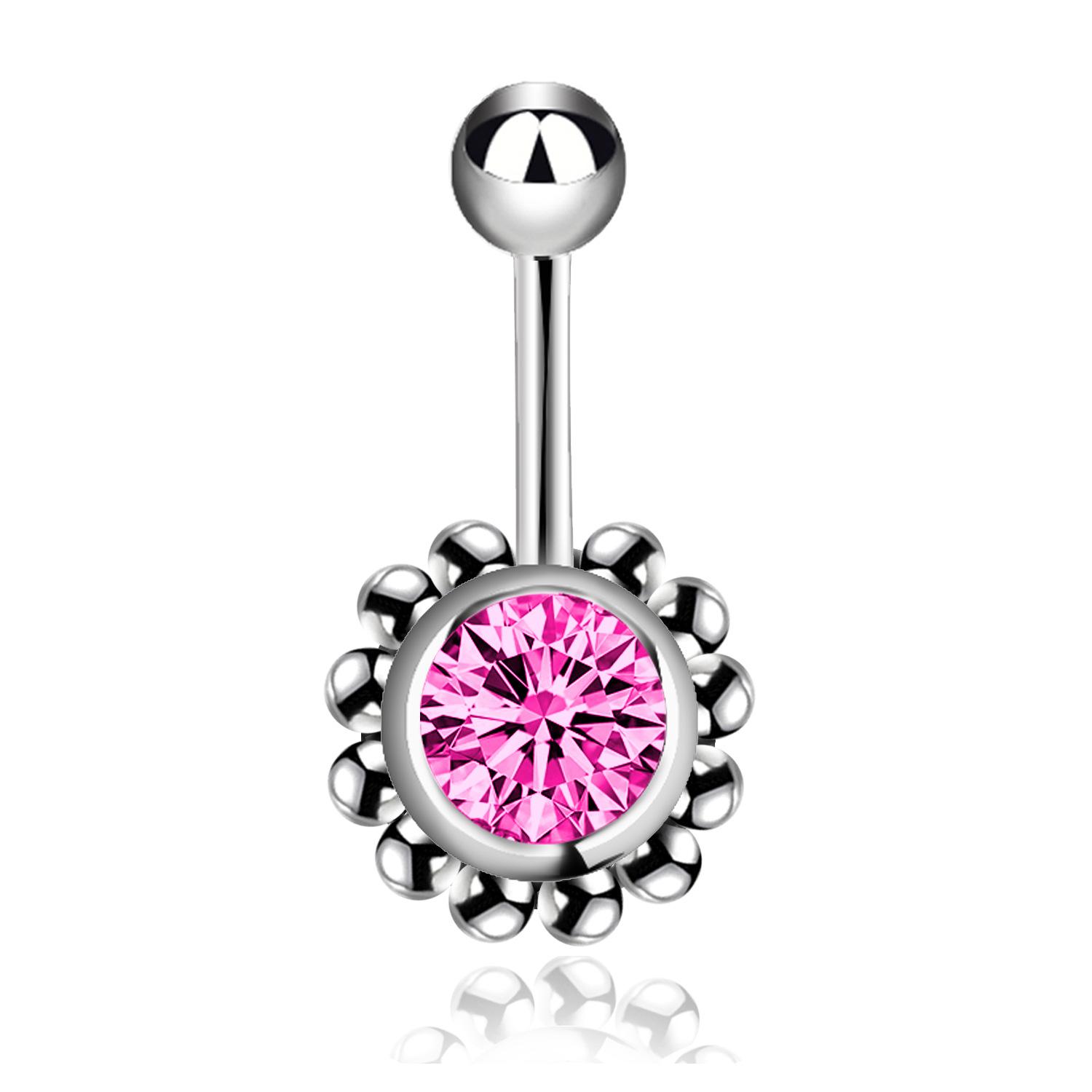 

1,6 мм 5/8 мм веерообразные сферические бусины, кольца для пупка, пупочное кольцо с цветком подсолнуха розовый