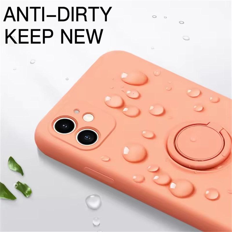 Luxury Liquid Silicone Ring Holder Case For iPhone17 16 15 14 13 12 11 Pro Max Mini Xs XR 7 8 Plus SE Bracket Magnetic Cover Strap