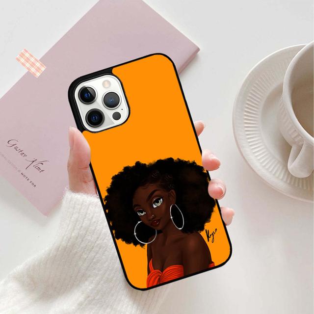Afro Black Girl Phone Case Back Cover for iPhone 17 Air 16 15 14 13 11 12 Pro Max Plus Shell Coque
