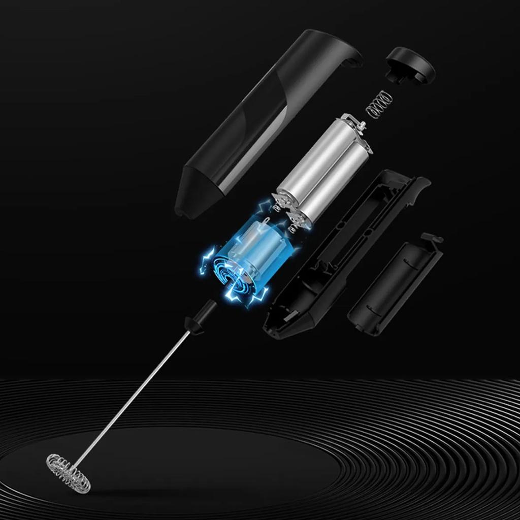 Electric Milk Frother Handheld Stainless Steel Mini Foam Maker for Coffee Hot Chocolate Black