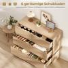 100 cm Sideboard, Buffet Cabinet with 6 Drawers, Chest of Drawers for Kitchen, Living Room, Dining Room, Natural Wood
