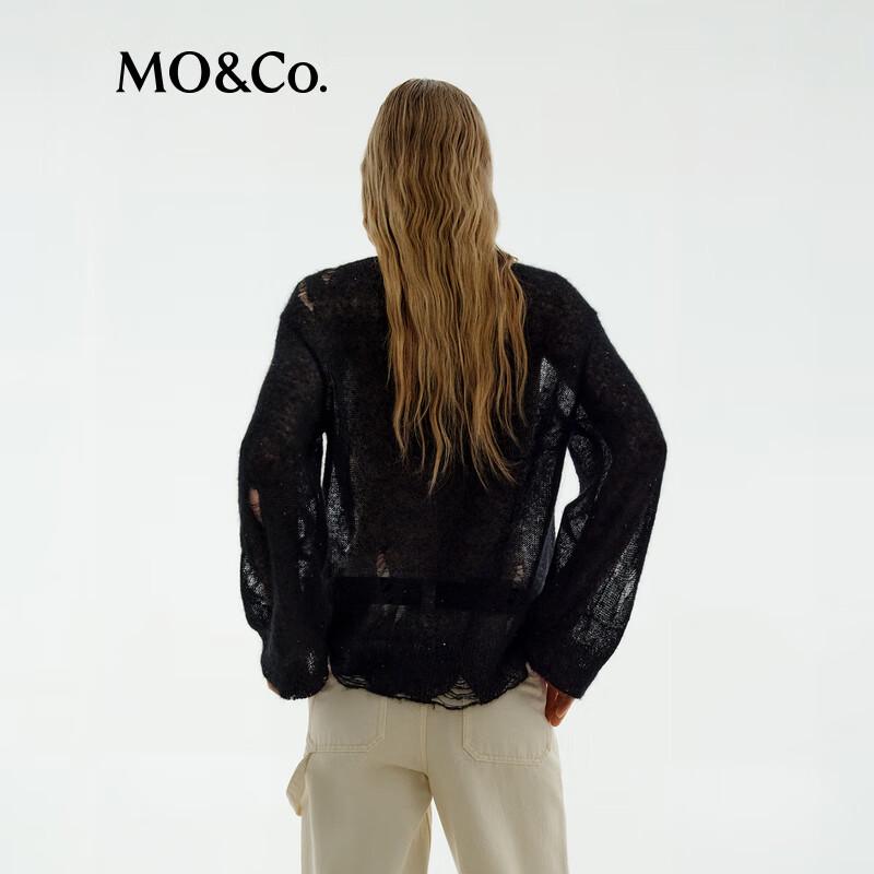 MO&Co. NOIR Series Distressed Knit Sweater