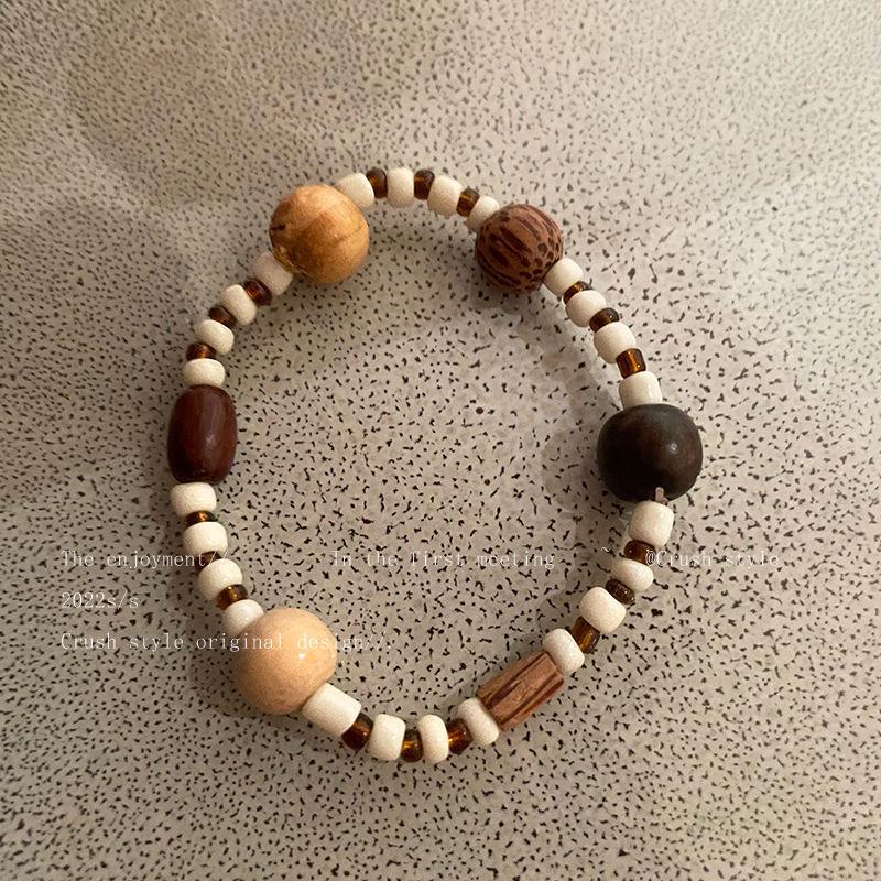 Handmade High-End Retro Tibetan Bead Bracelet with Natural Stone, Chinese Ethnic Style.