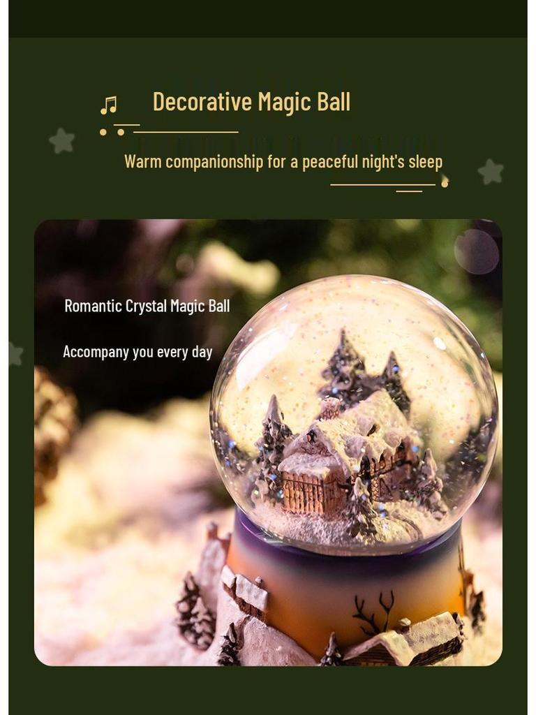 Castle In the Sky Crystal Music Box: Glowing Snowfall Ornament for Christmas & Children's Day