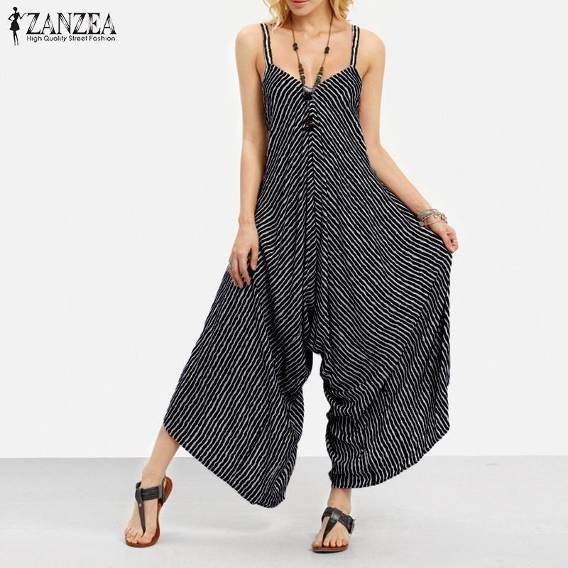 Tuta Lunga Nera Lussuosa da Donna Tuta Sexy Senza Spalline Casual a Righe Larga