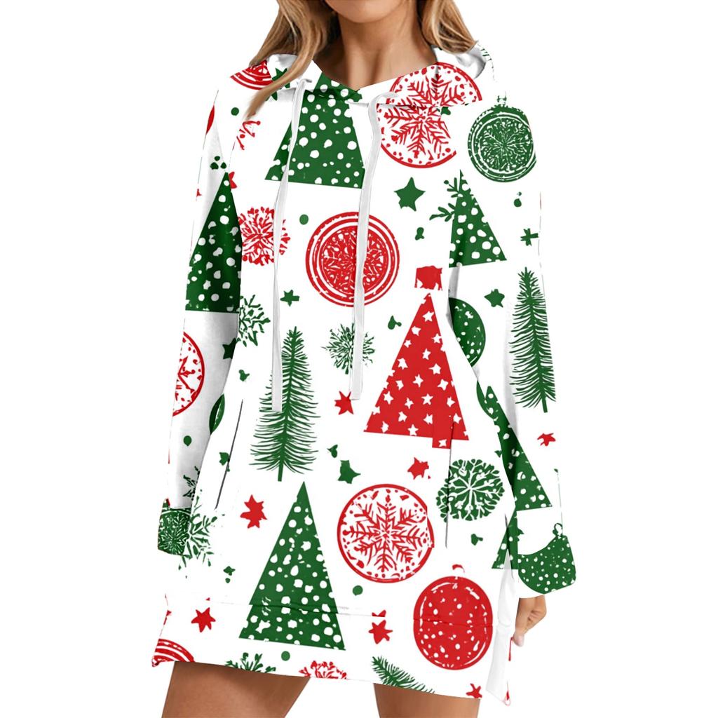 Women's Casual Long Sleeve Christmas Print Hoodie for Winter Holiday