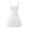 White First Date Sweet French Super Fairy Romantic Slim White Dress Embroider Square Collar Slimming Tight Waist Suspender Dress Dress