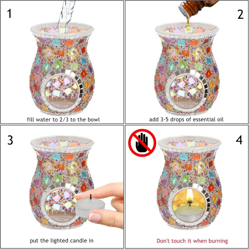 Lyellfe 2 Pack Essential Oil Burner, Fragrance Oil Warmer, Decorative Tealight Candle Holder, Incense Aromatherapy Oil Diffuser, Scented Wax Warmer