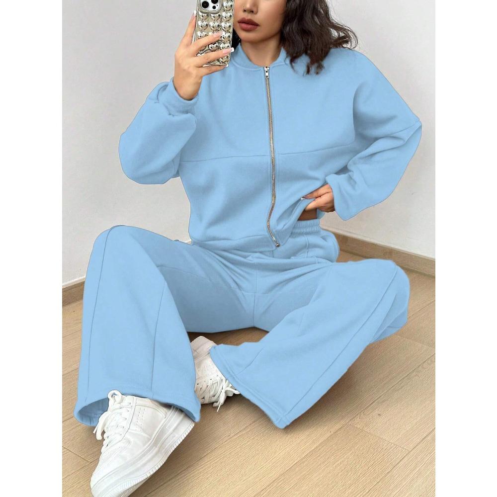 **Women 2 Piece Sweatshirt Set Zip Up Cardigan Long Pants Casual Fashion Spring Fall Outfit**