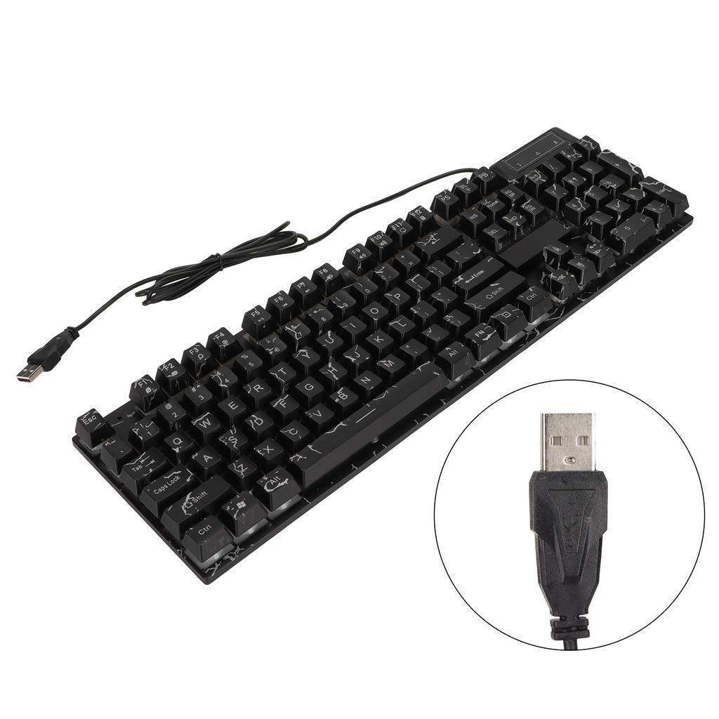 Wired Mechanical Gaming Keyboard 104 Keys Colorful Light Suspended Keycaps Comfortable Touch USB Mechanical Keyboard
