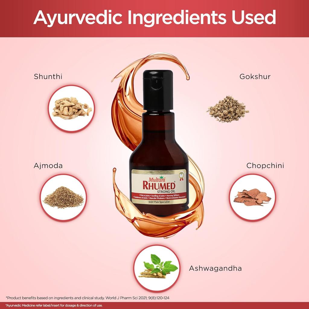 Multani Rhumed Strong Oil 60 Ml Joint Massage Oil For Stiffness Relief Body Care Fast Absorbing Non Sticky Daily Use