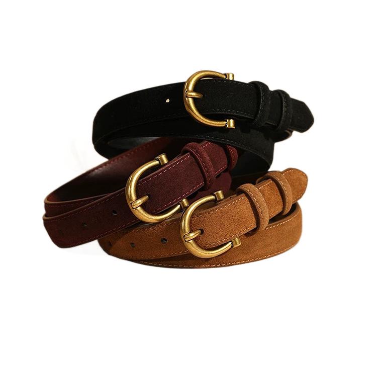 Women's Genuine Leather Red Ankara Fashion Belt for Jeans and Dresses