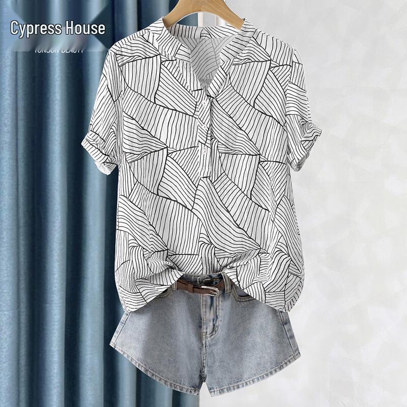 Silkbay Women s V-Neck Striped Drop-Shoulder Blouse XL