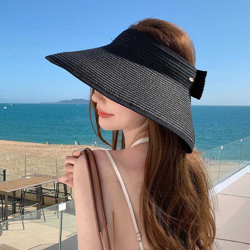 

8522 летняя соломенная шляпа детская с полями складная с открытым верхом солнцезащитная шляпа уличная пляжная модная шляпа от солнца