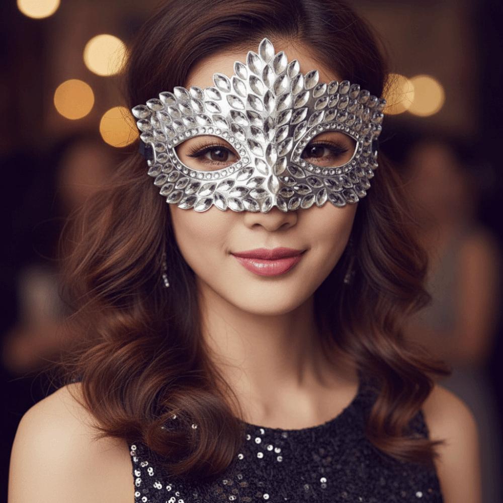 Crystal Venetian Mask Crowned Half Facepiece Carnival Visor Party Eyemask Mardi Gras