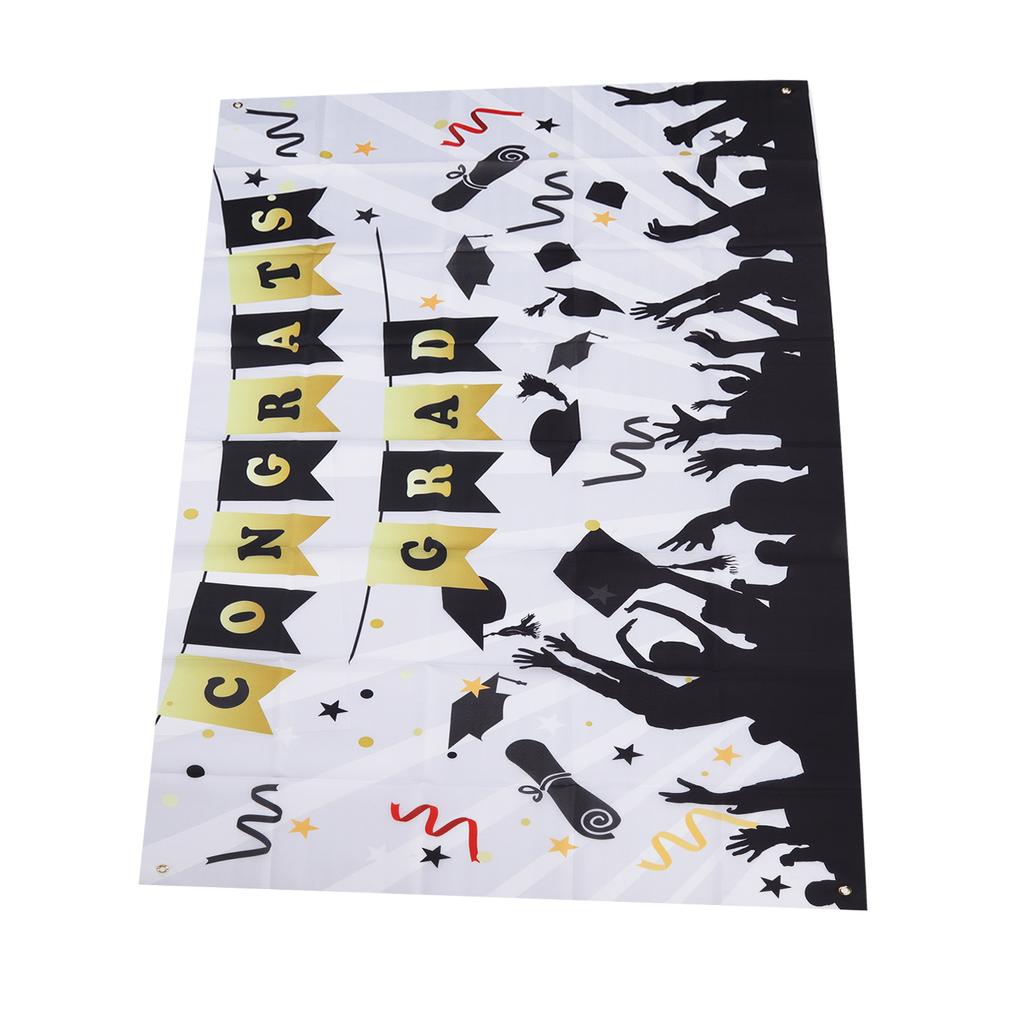 Graduation Banner Approx 71x38in Durable Polyester Fabric Fadeless Color 4 Eyelets Congrats Grad Banner for Graduation
